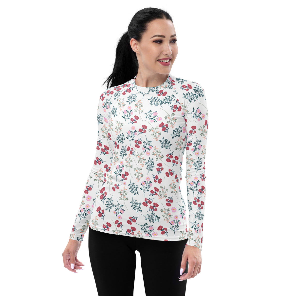 Women's Wildflower Long Sleeve Rash Guard Swim Shirt – Buttery Soft, Sun Safe UPF 50+ Protection, Quick Dry & 4-Way Stretch Comfort