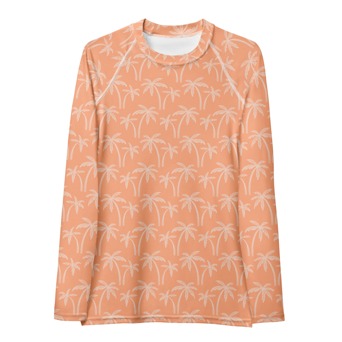 Women's Tropical Orange Palm Tree Long Sleeve Rash Guard Swim Shirt – Buttery Soft, Sun Safe UPF 50+ Protection, Quick Dry & 4-Way Stretch Comfort