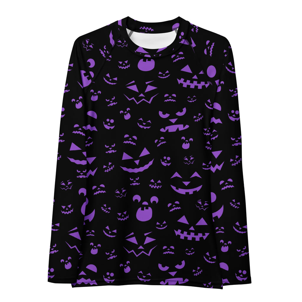 Women's Purple Jack O’ Lantern Long Sleeve Rash Guard Swim Shirt – Buttery Soft, Sun Safe UPF 50+ Protection, Quick Dry & 4-Way Stretch Comfort