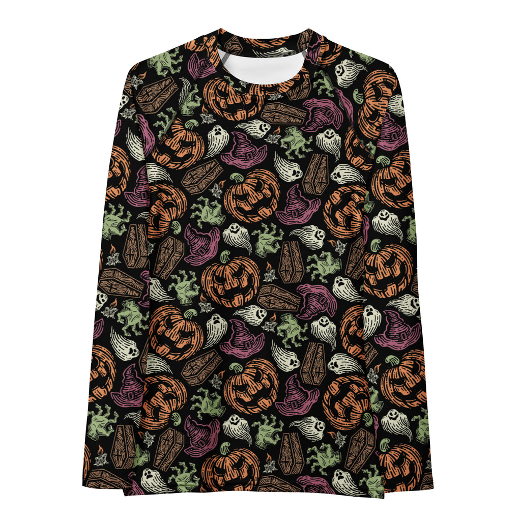 Women's Vintage Halloween Long Sleeve Rash Guard Swim Shirt – Buttery Soft, Sun Safe UPF 50+ Protection, Quick Dry & 4-Way Stretch Comfort