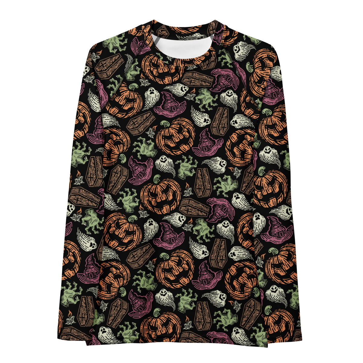 Women's Vintage Halloween Long Sleeve Rash Guard Swim Shirt – Buttery Soft, Sun Safe UPF 50+ Protection, Quick Dry & 4-Way Stretch Comfort