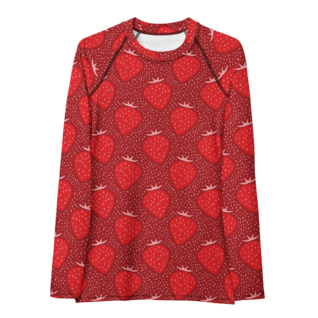 Women's Strawberry Long Sleeve Rash Guard Swim Shirt – Buttery Soft, Sun Safe UPF 50+ Protection, Quick Dry & 4-Way Stretch Comfort
