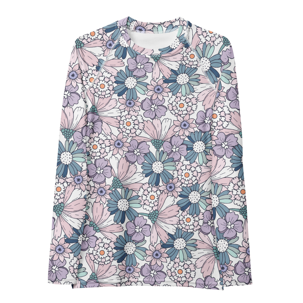 Women's Pastel Floral Long Sleeve Rash Guard Swim Shirt – Buttery Soft, Sun Safe UPF 50+ Protection, Quick Dry & 4-Way Stretch Comfort