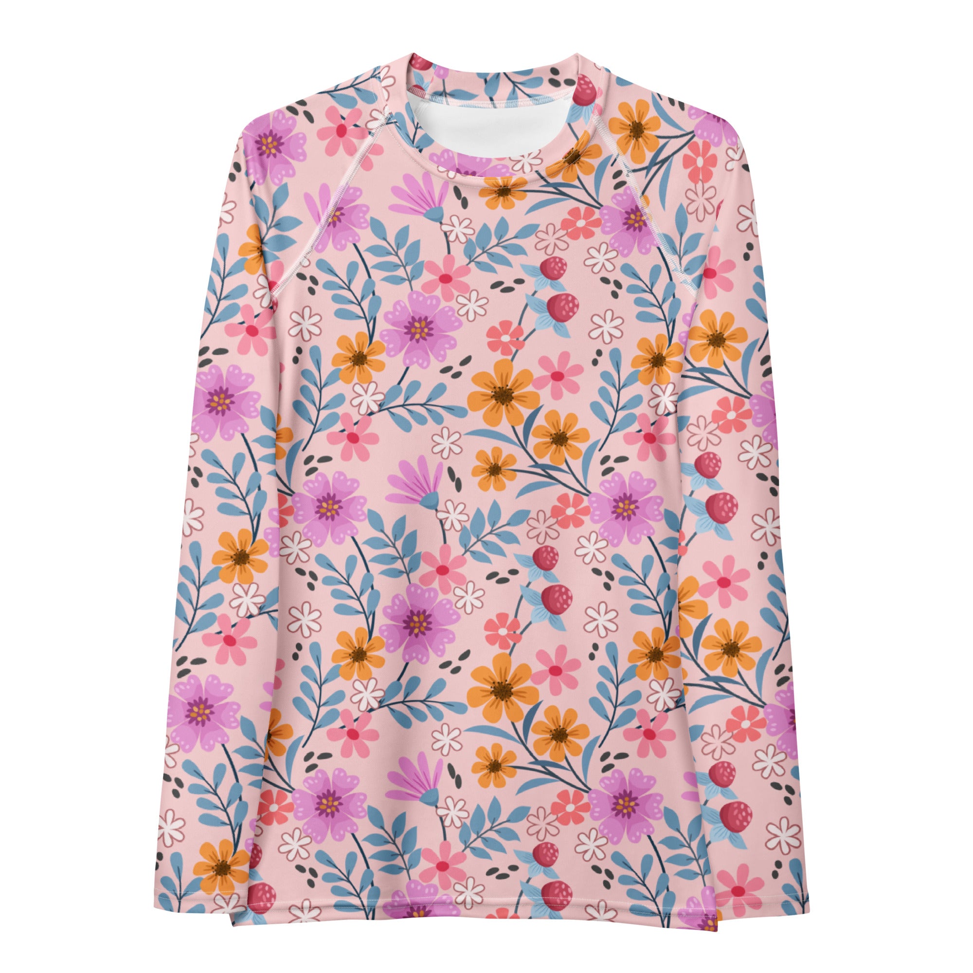 Women's Pink Floral Long Sleeve Rash Guard Swim Shirt – Buttery Soft, Sun Safe UPF 50+ Protection, Quick Dry & 4-Way Stretch Comfort
