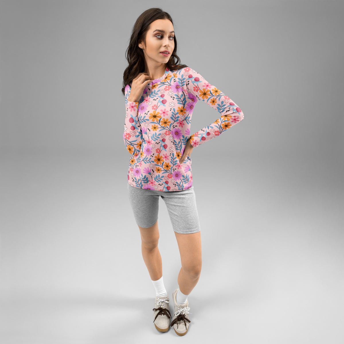 Women's Pink Floral Long Sleeve Rash Guard Swim Shirt – Buttery Soft, Sun Safe UPF 50+ Protection, Quick Dry & 4-Way Stretch Comfort