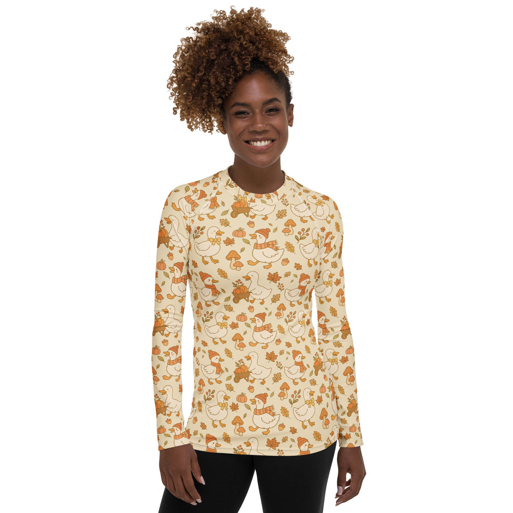 Women's Autumn Goose Long Sleeve Rash Guard Swim Shirt – Buttery Soft, Sun Safe UPF 50+ Protection, Quick Dry & 4-Way Stretch Comfort
