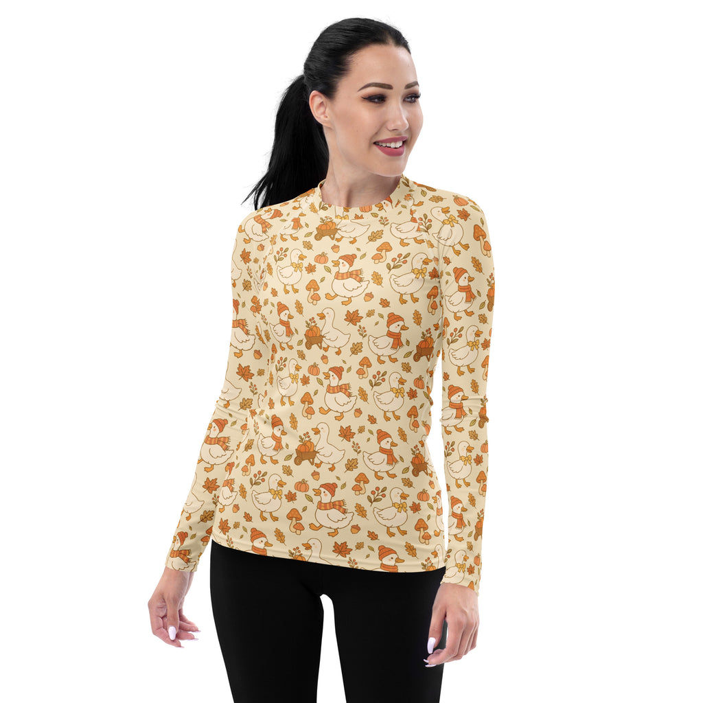 Women's Autumn Goose Long Sleeve Rash Guard Swim Shirt – Buttery Soft, Sun Safe UPF 50+ Protection, Quick Dry & 4-Way Stretch Comfort