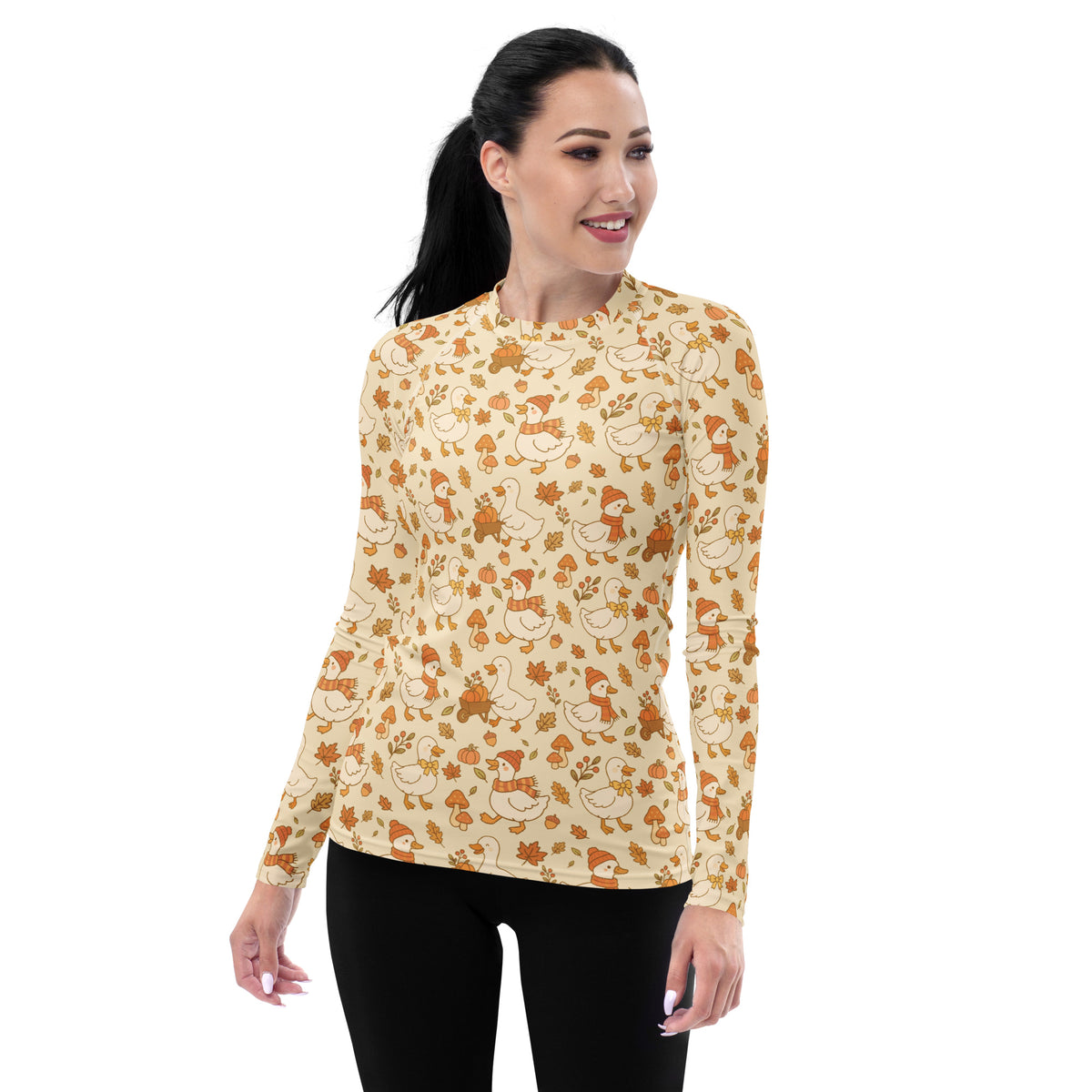 Women's Autumn Goose Long Sleeve Rash Guard Swim Shirt – Buttery Soft, Sun Safe UPF 50+ Protection, Quick Dry & 4-Way Stretch Comfort