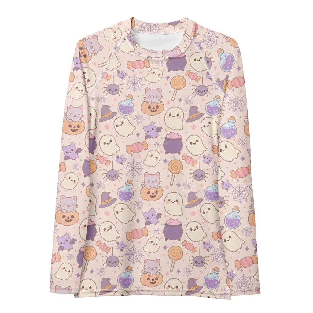 Women's Pastel Halloween Long Sleeve Rash Guard Swim Shirt – Buttery Soft, Sun Safe UPF 50+ Protection, Quick Dry & 4-Way Stretch Comfort