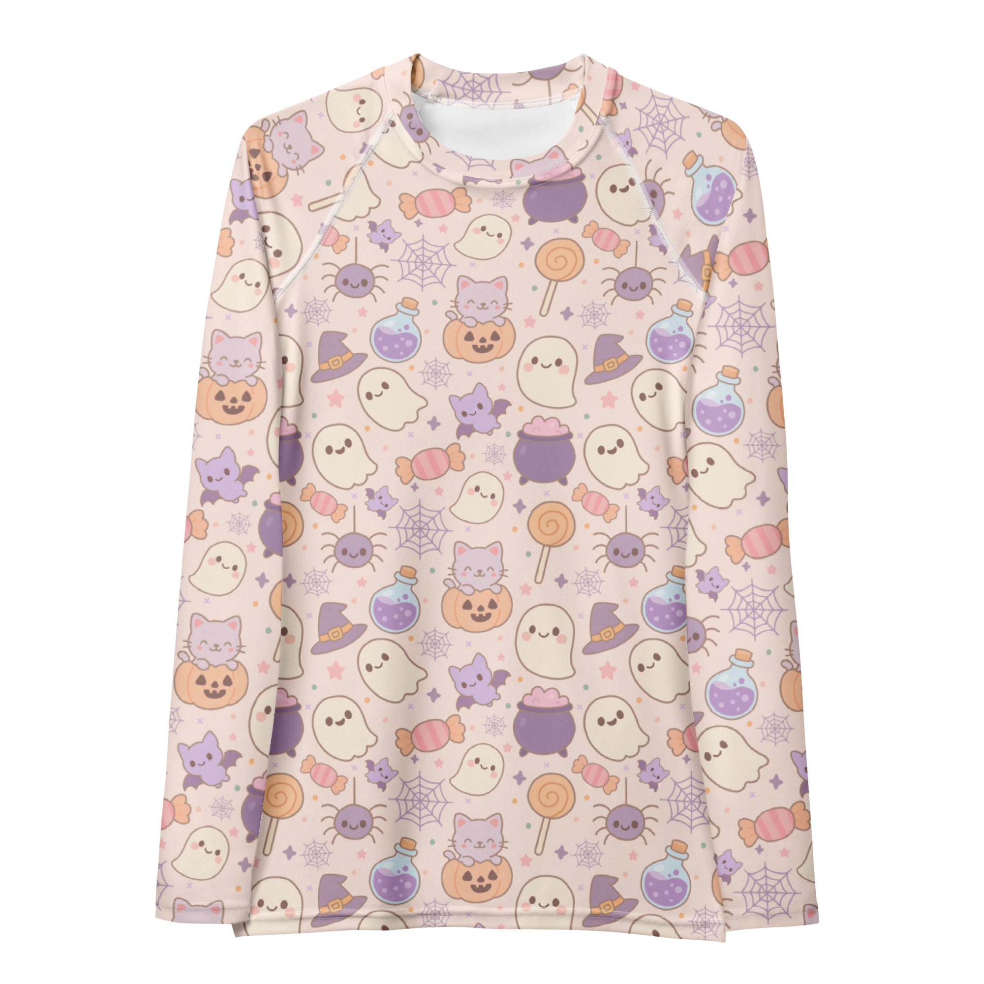 Women's Pastel Halloween Long Sleeve Rash Guard Swim Shirt – Buttery Soft, Sun Safe UPF 50+ Protection, Quick Dry & 4-Way Stretch Comfort