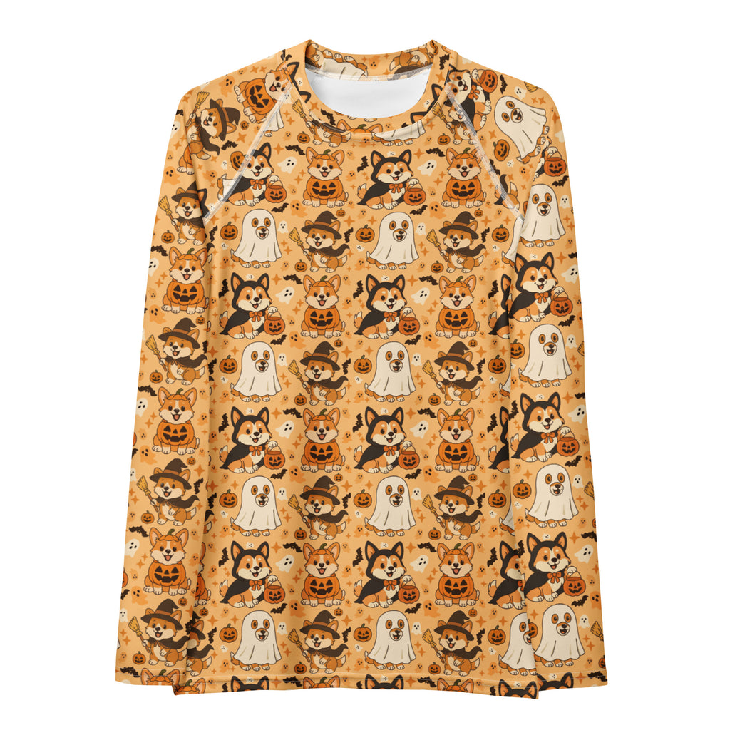 Women's Corgi Halloween Long Sleeve Rash Guard Swim Shirt – Buttery Soft, Sun Safe UPF 50+ Protection, Quick Dry & 4-Way Stretch Comfort