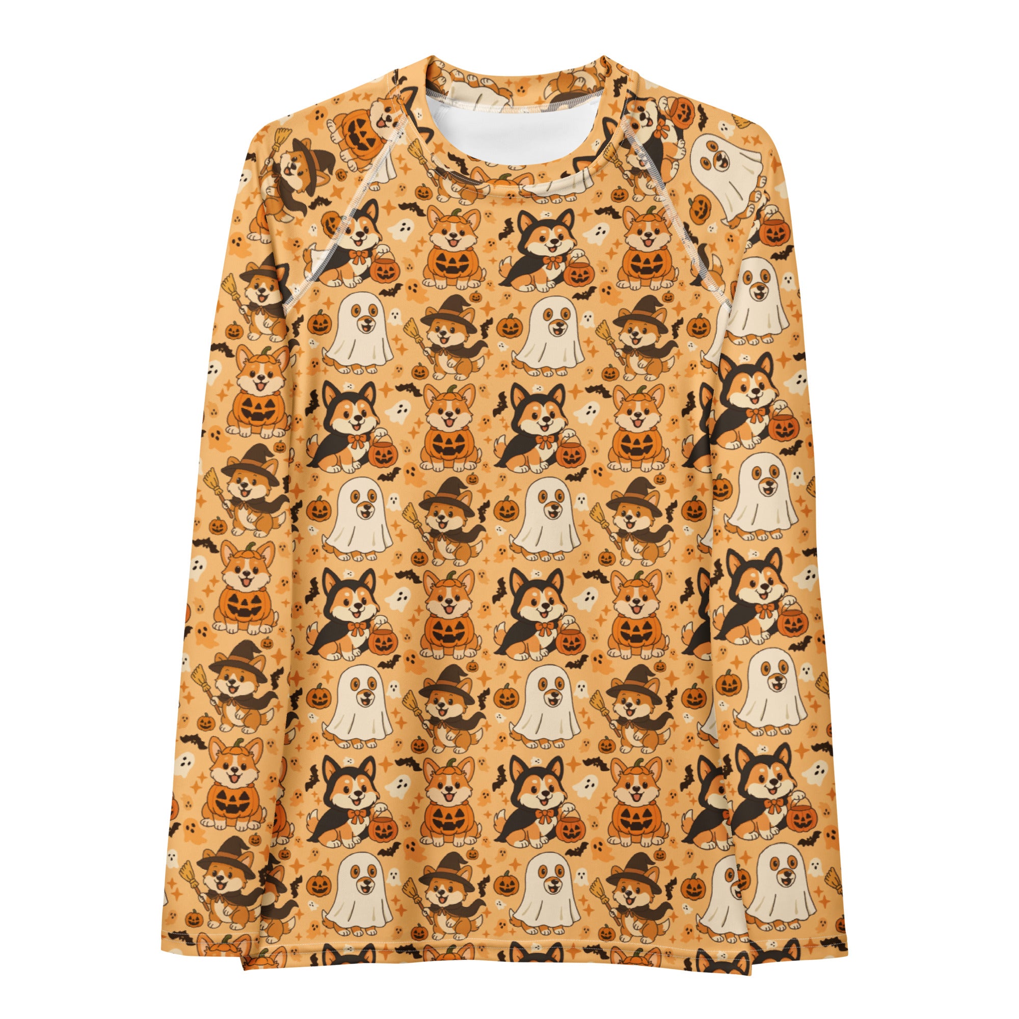 Women's Corgi Halloween Long Sleeve Rash Guard Swim Shirt – Buttery Soft, Sun Safe UPF 50+ Protection, Quick Dry & 4-Way Stretch Comfort