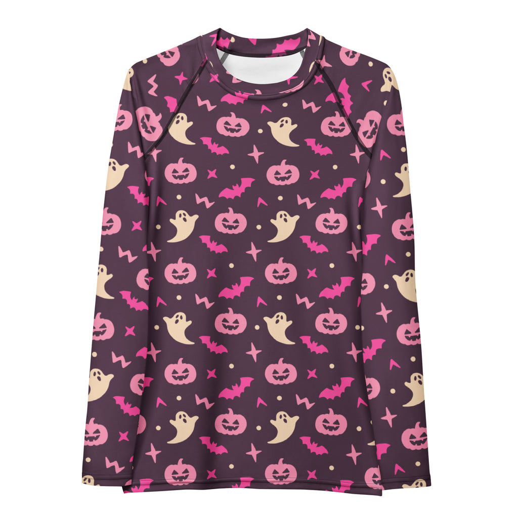 Women's Purple Halloween Long Sleeve Rash Guard Swim Shirt – Buttery Soft, Sun Safe UPF 50+ Protection, Quick Dry & 4-Way Stretch Comfort