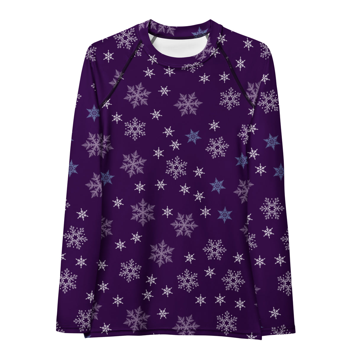 Women's Purple Snowflake Long Sleeve Rash Guard Swim Shirt – Buttery Soft, Sun Safe UPF 50+ Protection, Quick Dry & 4-Way Stretch Comfort