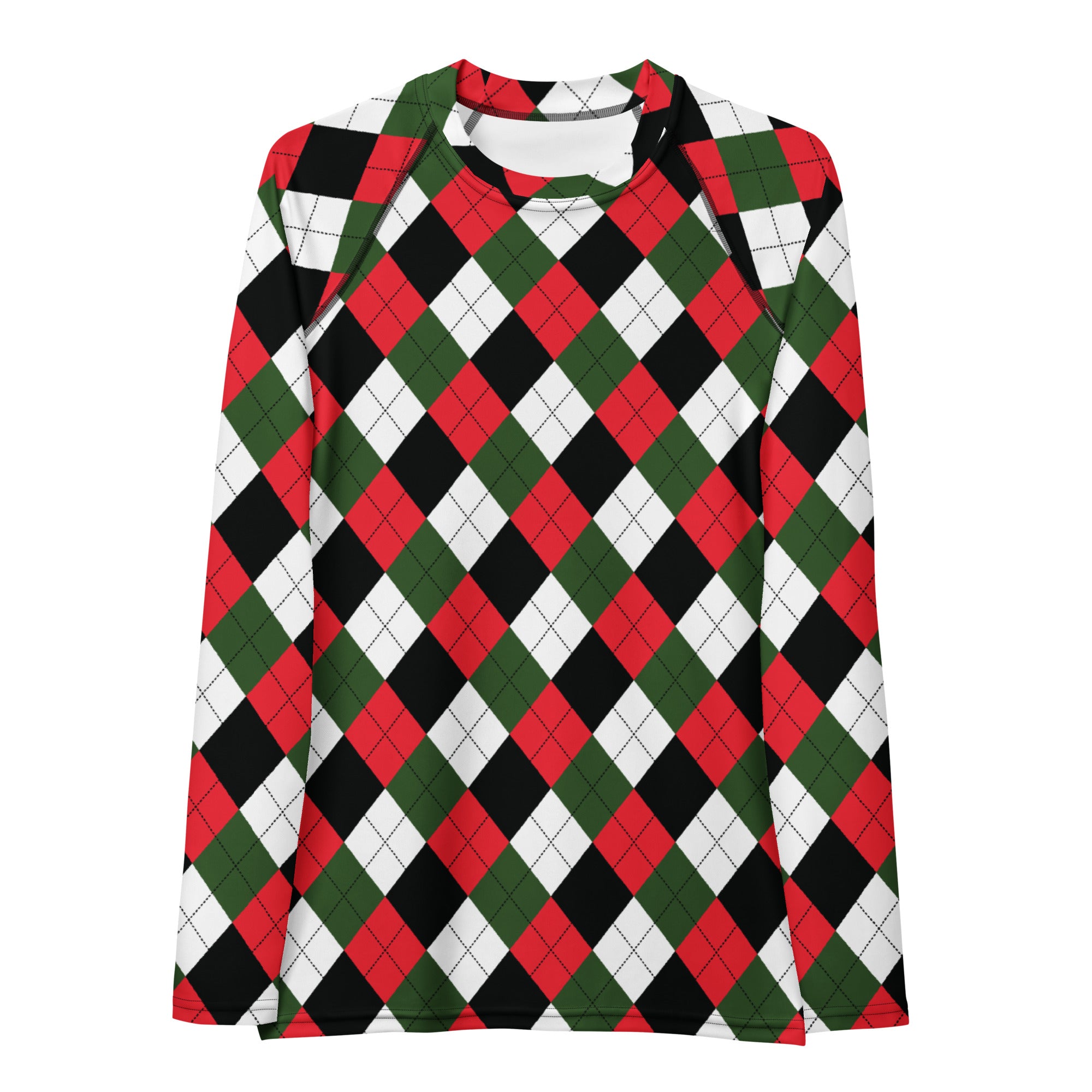 Women's Christmas Argyle Long Sleeve Rash Guard Swim Shirt – Buttery Soft, Sun Safe UPF 50+ Protection, Quick Dry & 4-Way Stretch Comfort