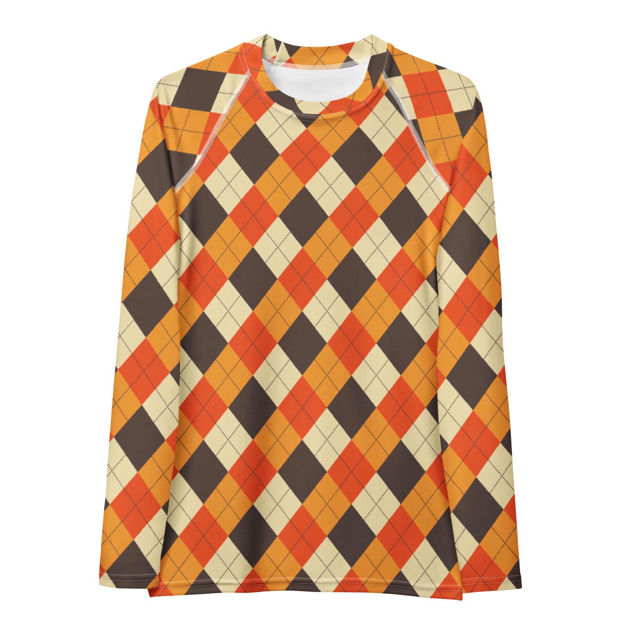 Women's Fall Argyle Long Sleeve Rash Guard Swim Shirt – Buttery Soft, Sun Safe UPF 50+ Protection, Quick Dry & 4-Way Stretch Comfort