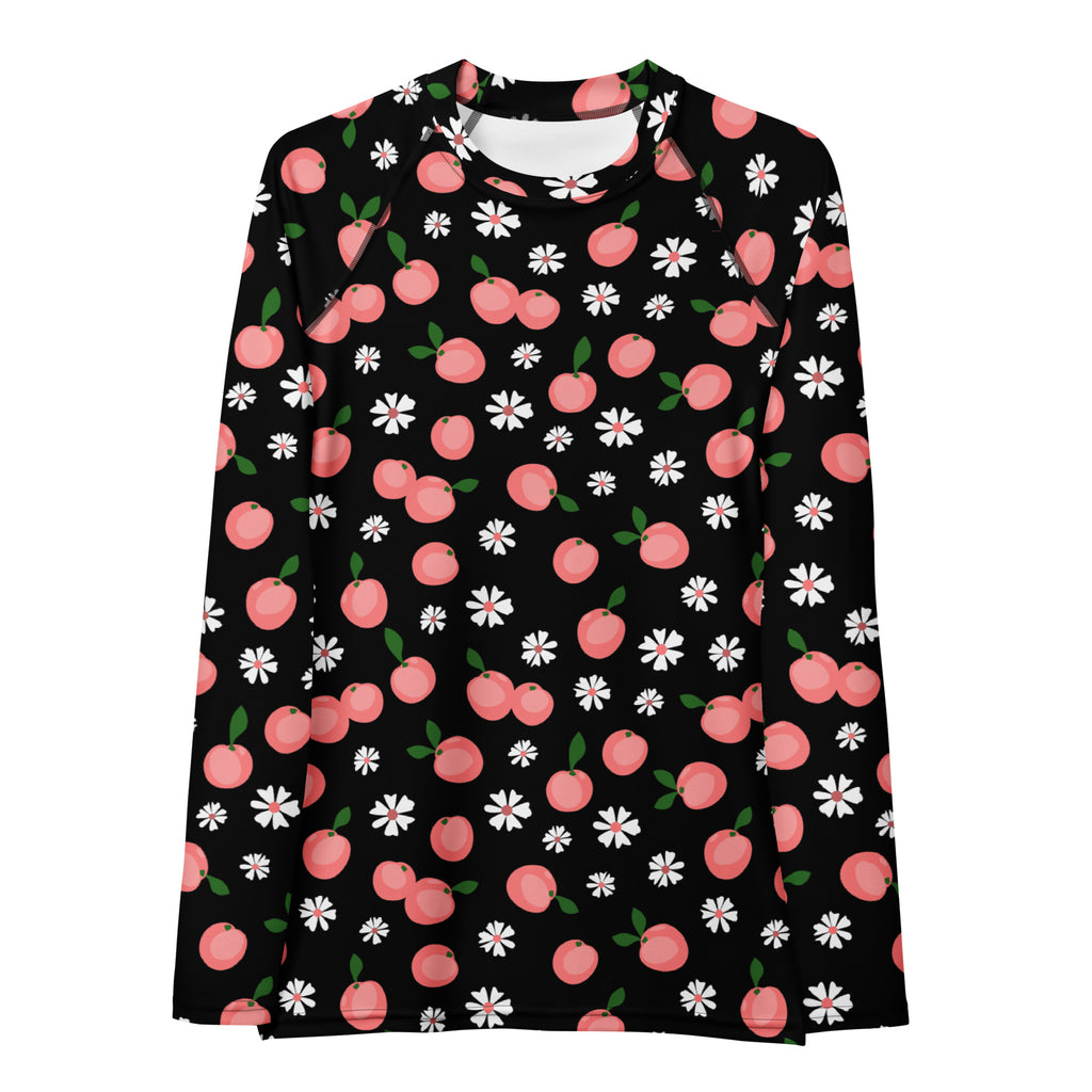 Women's Peach Floral Long Sleeve Rash Guard Swim Shirt – Buttery Soft, Sun Safe UPF 50+ Protection, Quick Dry & 4-Way Stretch Comfort