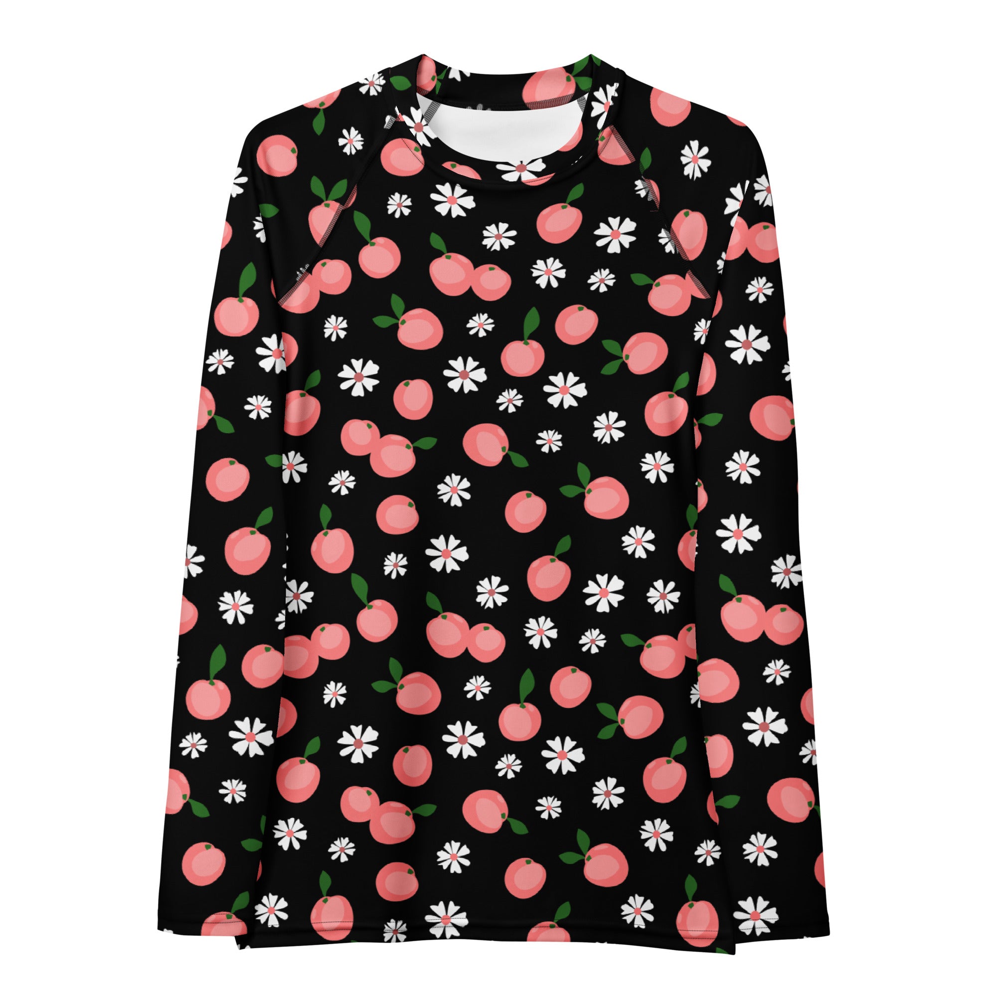 Women's Peach Floral Long Sleeve Rash Guard Swim Shirt – Buttery Soft, Sun Safe UPF 50+ Protection, Quick Dry & 4-Way Stretch Comfort