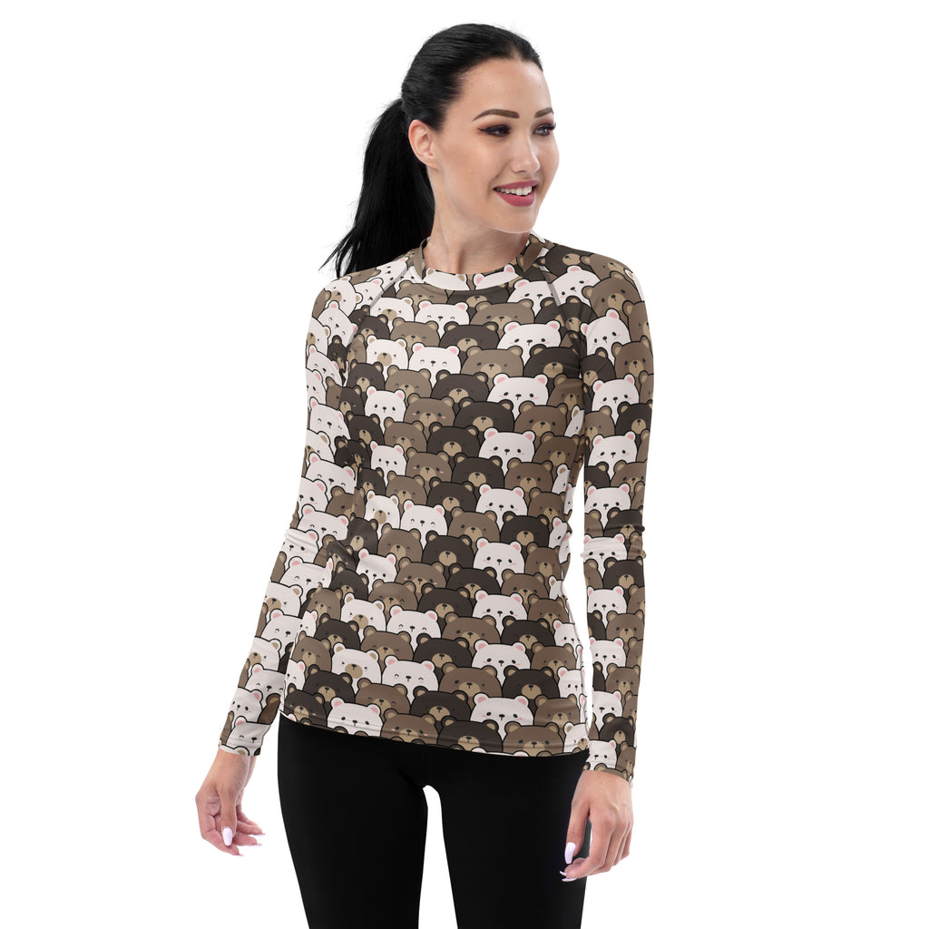 Women's Bear Long Sleeve Rash Guard Swim Shirt – Buttery Soft, Sun Safe UPF 50+ Protection, Quick Dry & 4-Way Stretch Comfort