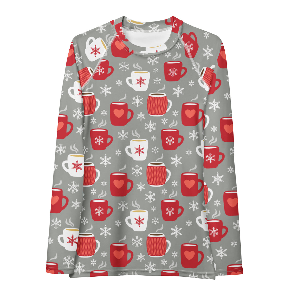 Women's Christmas Coffee Long Sleeve Rash Guard Swim Shirt – Buttery Soft, Sun Safe UPF 50+ Protection, Quick Dry & 4-Way Stretch Comfort