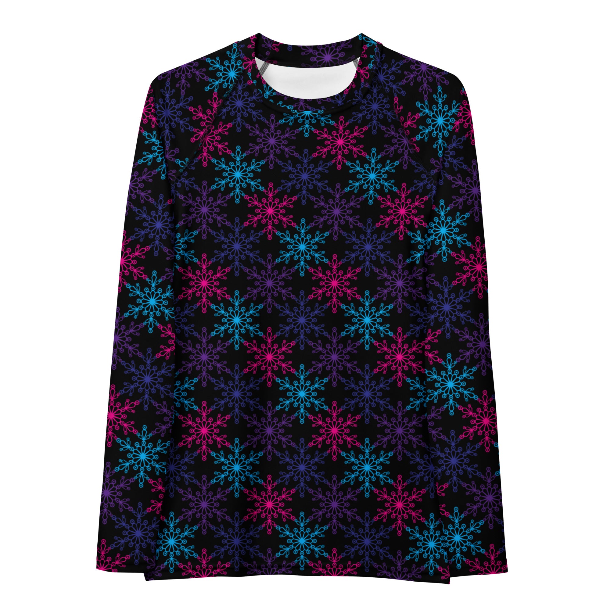 Women's Neon Snowflake Long Sleeve Rash Guard Swim Shirt – Buttery Soft, Sun Safe UPF 50+ Protection, Quick Dry & 4-Way Stretch Comfort