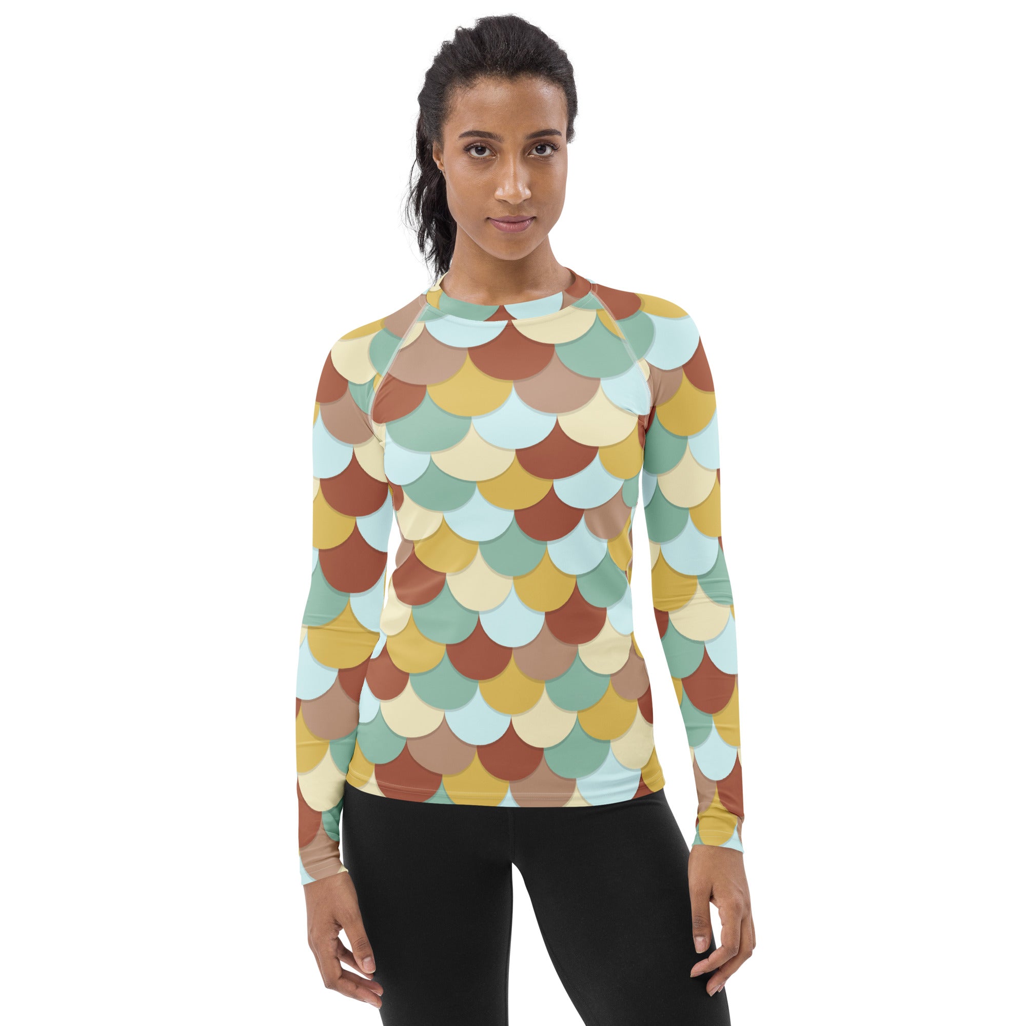Women's Mermaid Scale Long Sleeve Rash Guard Swim Shirt – Buttery Soft, Sun Safe UPF 50+ Protection, Quick Dry & 4-Way Stretch Comfort