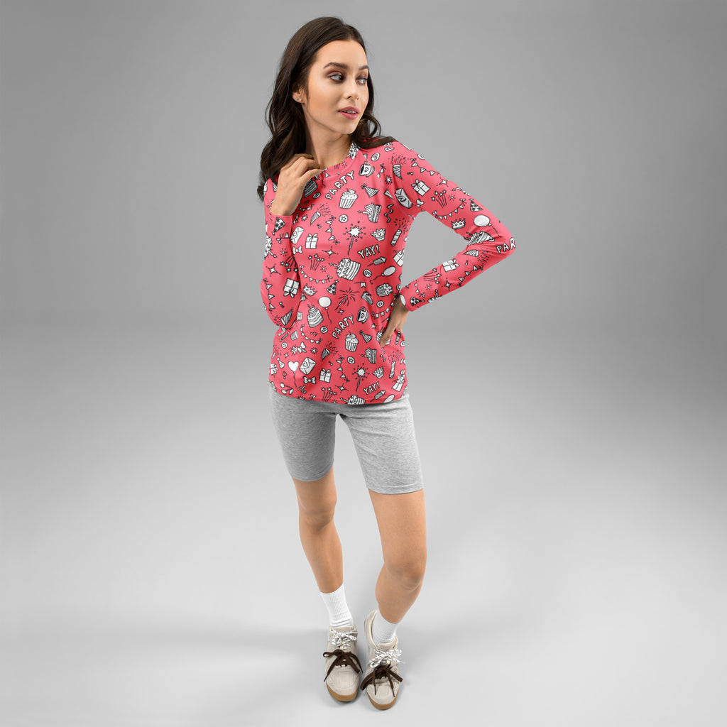 Women's Pink Birthday Long Sleeve Rash Guard Swim Shirt – Buttery Soft, Sun Safe UPF 50+ Protection, Quick Dry & 4-Way Stretch Comfort