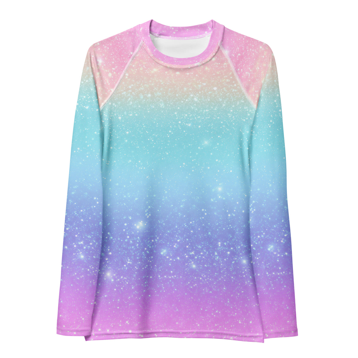 Women's Faux Sparkle Effect Long Sleeve Rash Guard Swim Shirt – Buttery Soft, Sun Safe UPF 50+ Protection, Quick Dry & 4-Way Stretch Comfort