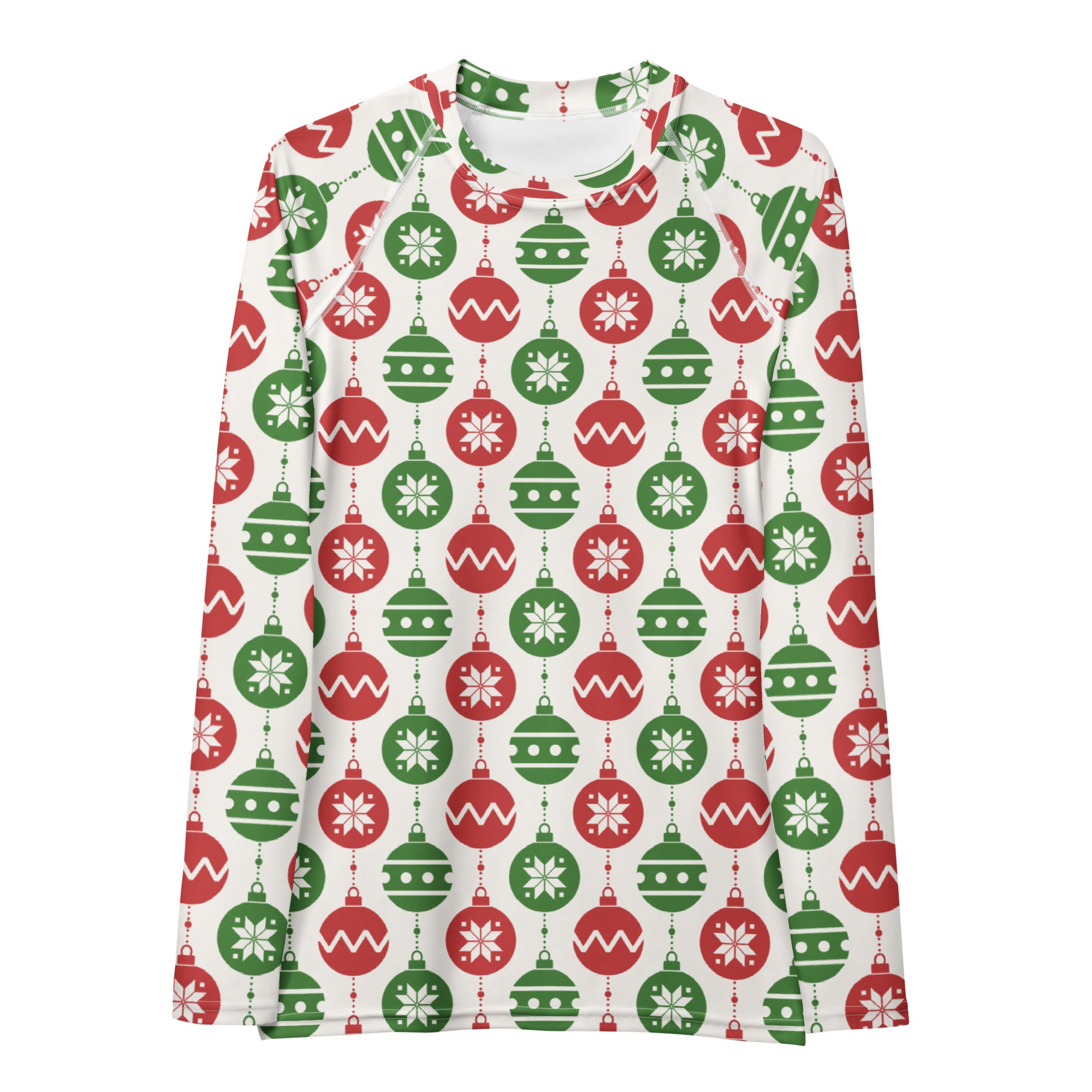 Women's Christmas Ornament Long Sleeve Rash Guard Swim Shirt – Buttery Soft, Sun Safe UPF 50+ Protection, Quick Dry & 4-Way Stretch Comfort