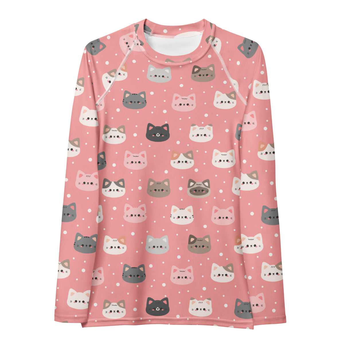 Women's Pink Cat Long Sleeve Rash Guard Swim Shirt – Buttery Soft, Sun Safe UPF 50+ Protection, Quick Dry & 4-Way Stretch Comfort