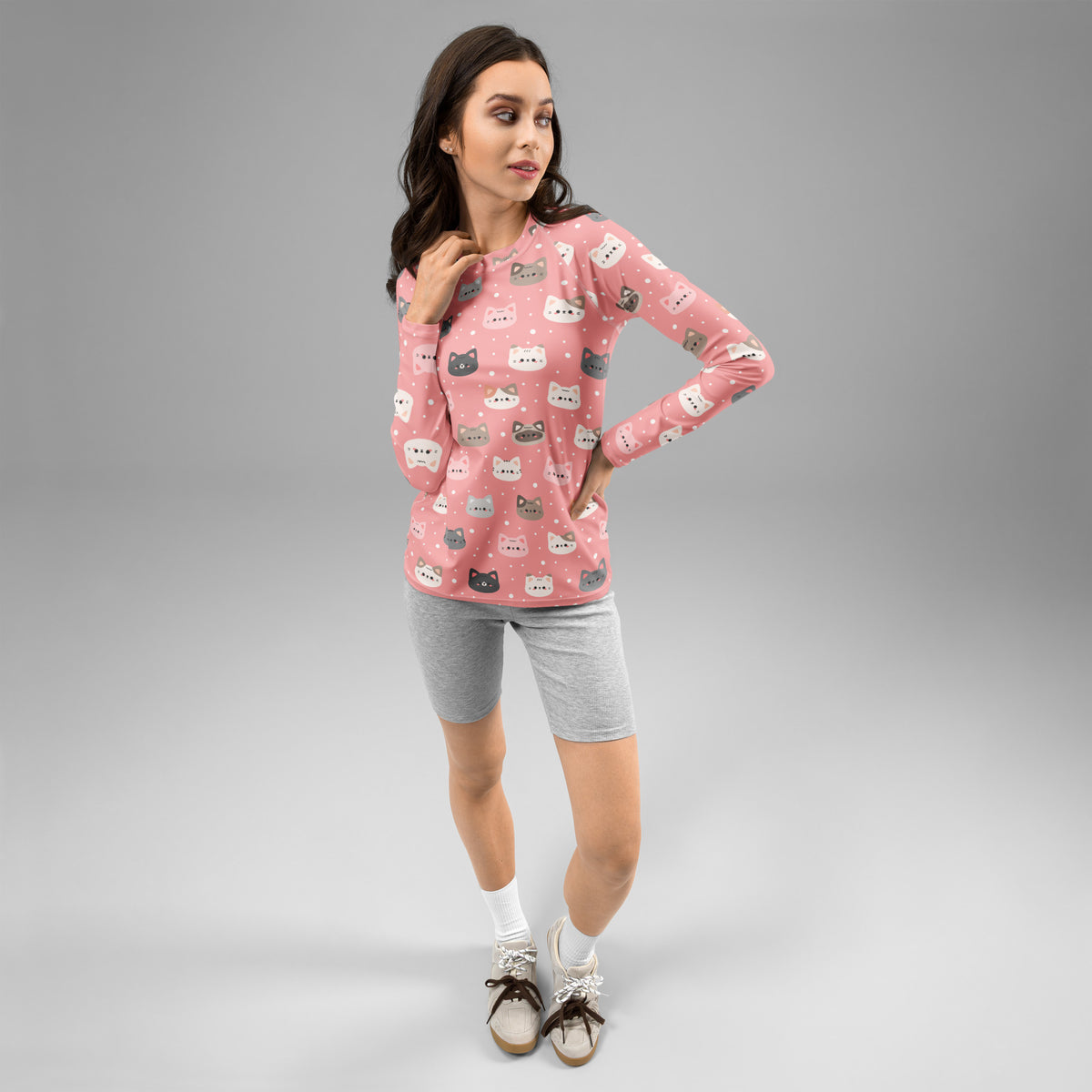 Women's Pink Cat Long Sleeve Rash Guard Swim Shirt – Buttery Soft, Sun Safe UPF 50+ Protection, Quick Dry & 4-Way Stretch Comfort
