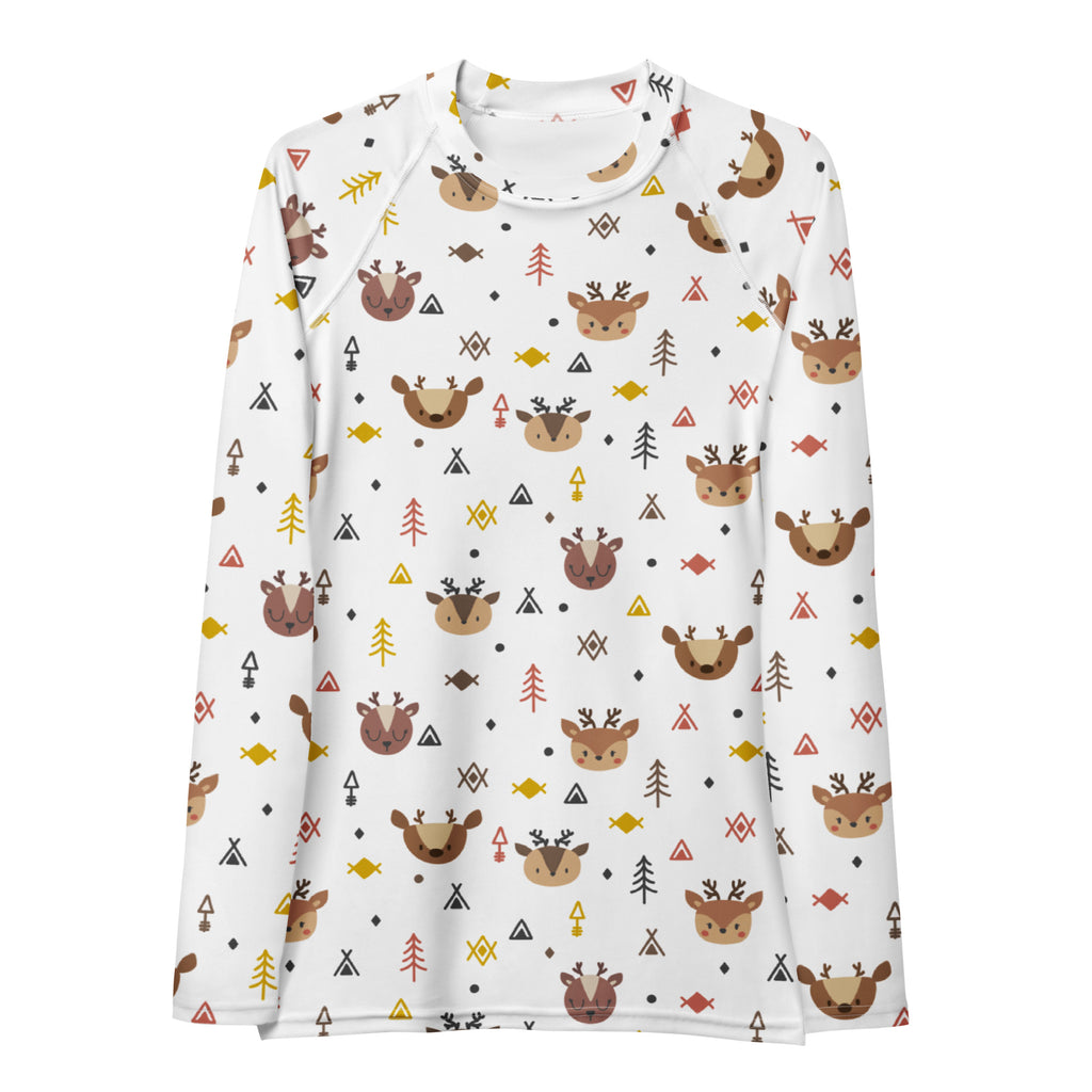 Women's Reindeer Long Sleeve Rash Guard Swim Shirt – Buttery Soft, Sun Safe UPF 50+ Protection, Quick Dry & 4-Way Stretch Comfort