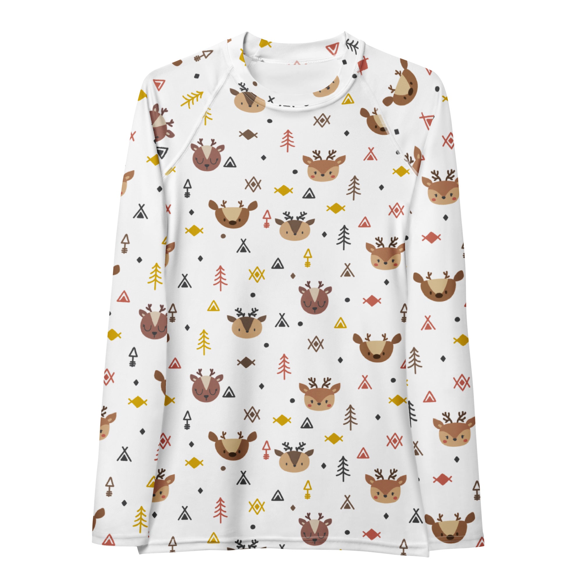 Women's Reindeer Long Sleeve Rash Guard Swim Shirt – Buttery Soft, Sun Safe UPF 50+ Protection, Quick Dry & 4-Way Stretch Comfort
