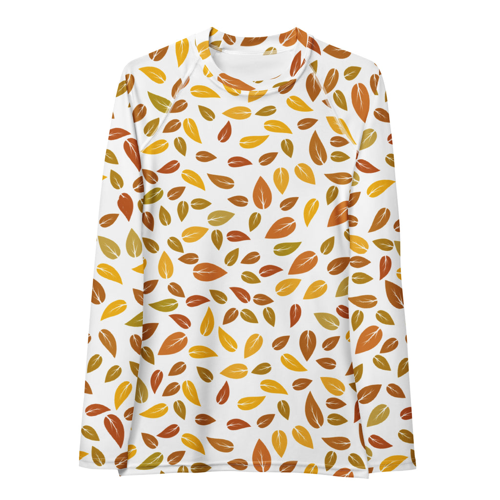 Women's Fall Leaves Long Sleeve Rash Guard Swim Shirt – Buttery Soft, Sun Safe UPF 50+ Protection, Quick Dry & 4-Way Stretch Comfort