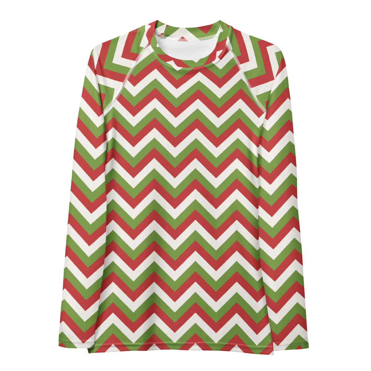 Women's Christmas Chevron Long Sleeve Rash Guard Swim Shirt – Buttery Soft, Sun Safe UPF 50+ Protection, Quick Dry & 4-Way Stretch Comfort