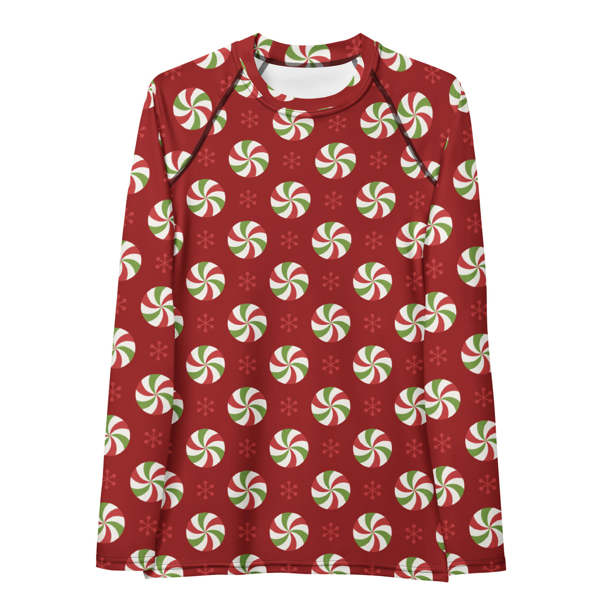 Women's Peppermint Christmas Long Sleeve Rash Guard Swim Shirt – Buttery Soft, Sun Safe UPF 50+ Protection, Quick Dry & 4-Way Stretch Comfort