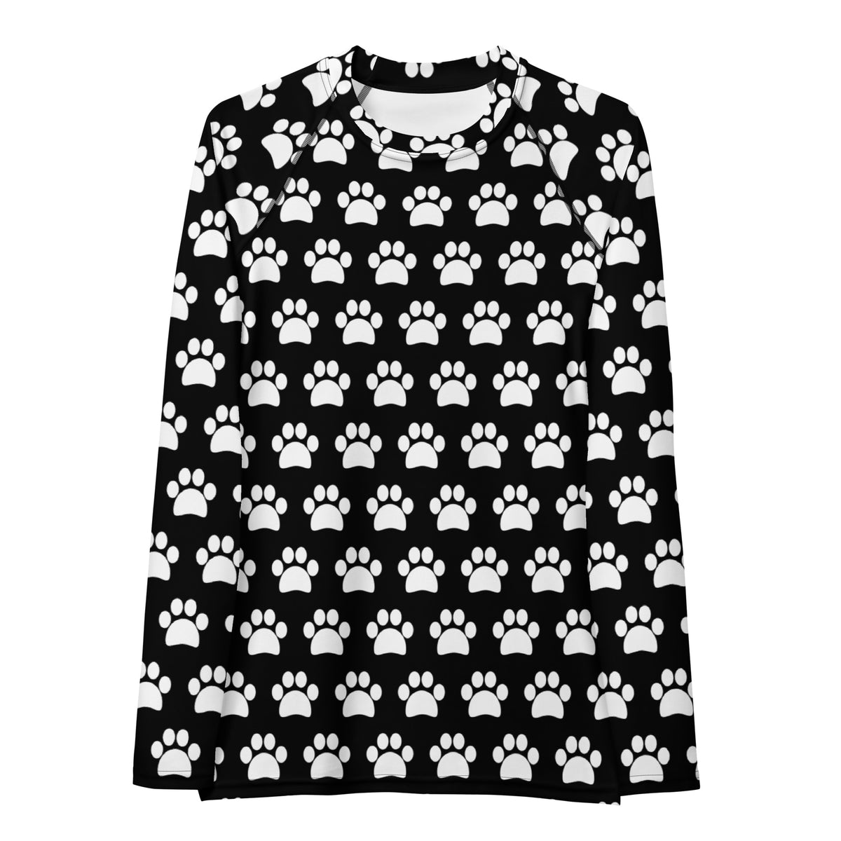 Women's Black Paw Print Long Sleeve Rash Guard Swim Shirt – Buttery Soft, Sun Safe UPF 50+ Protection, Quick Dry & 4-Way Stretch Comfort