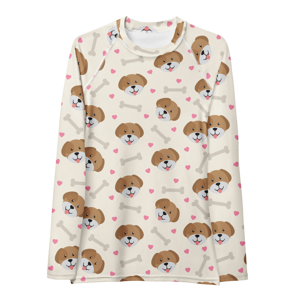 Women's Cute Dog Long Sleeve Rash Guard Swim Shirt – Buttery Soft, Sun Safe UPF 50+ Protection, Quick Dry & 4-Way Stretch Comfort