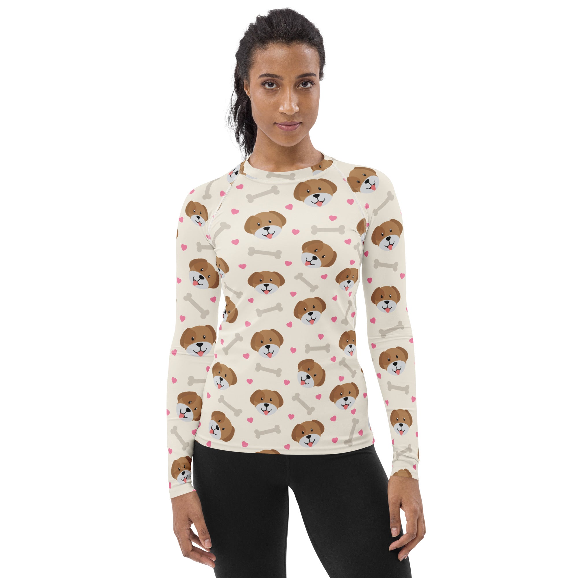 Women's Cute Dog Long Sleeve Rash Guard Swim Shirt – Buttery Soft, Sun Safe UPF 50+ Protection, Quick Dry & 4-Way Stretch Comfort
