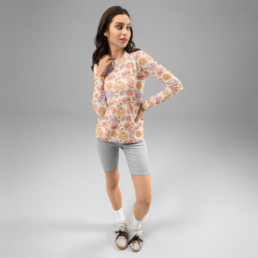Women's Autumn Themed Long Sleeve Rash Guard Swim Shirt – Buttery Soft, Sun Safe UPF 50+ Protection, Quick Dry & 4-Way Stretch Comfort