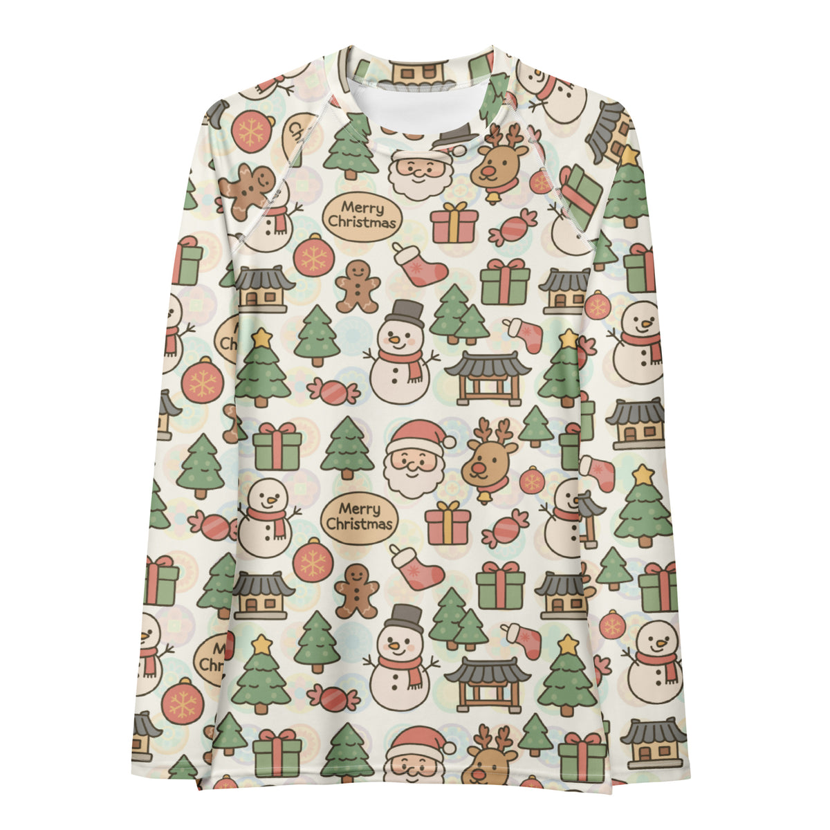 Women's Pastel Christmas Long Sleeve Rash Guard Swim Shirt – Buttery Soft, Sun Safe UPF 50+ Protection, Quick Dry & 4-Way Stretch Comfort