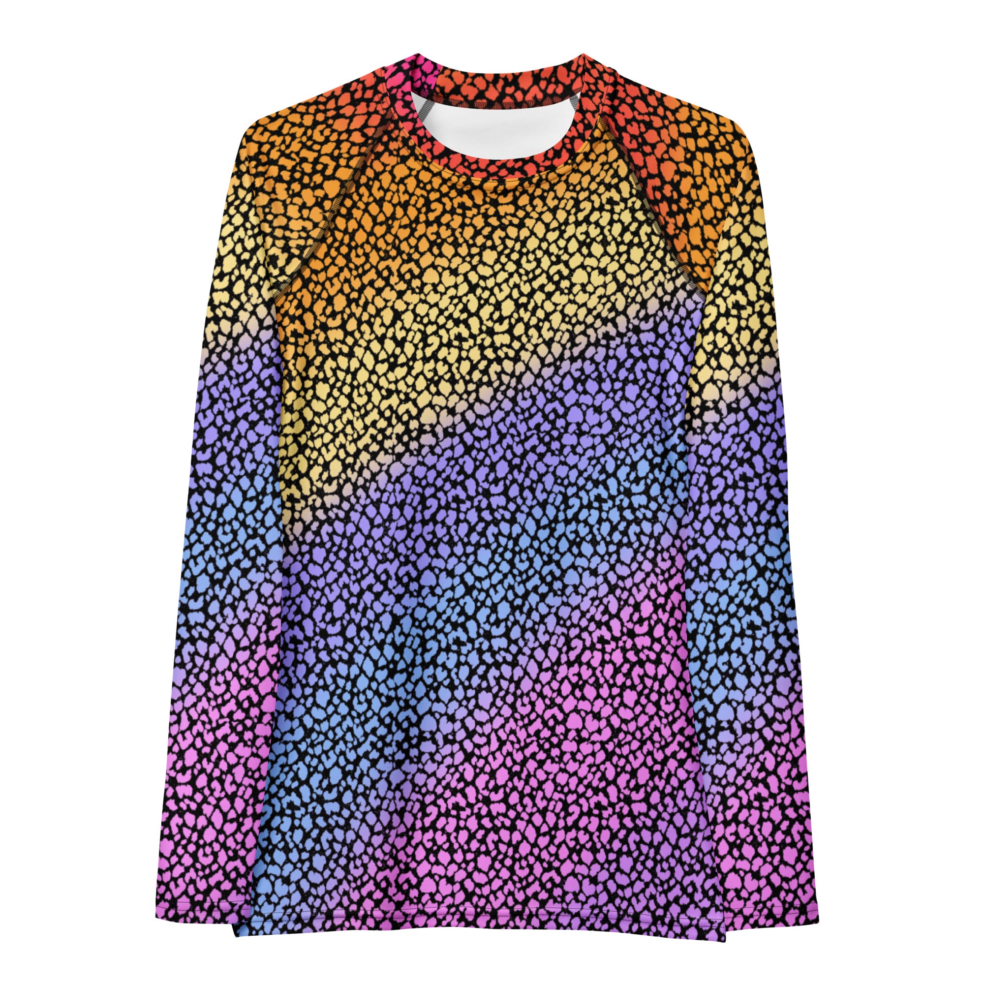 Women's Rainbow Reptile Print Long Sleeve Rash Guard Swim Shirt – Buttery Soft, Sun Safe UPF 50+ Protection, Quick Dry & 4-Way Stretch Comfort