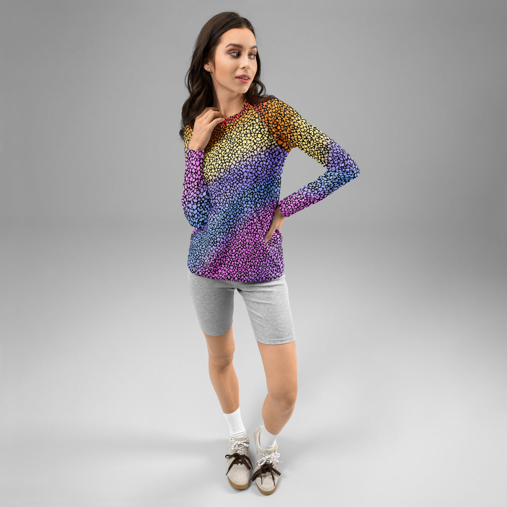 Women's Rainbow Reptile Print Long Sleeve Rash Guard Swim Shirt – Buttery Soft, Sun Safe UPF 50+ Protection, Quick Dry & 4-Way Stretch Comfort