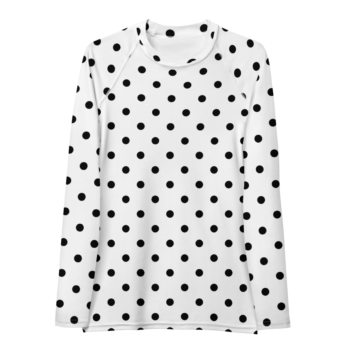 Women's White Polka Dot Long Sleeve Rash Guard Swim Shirt – Buttery Soft, Sun Safe UPF 50+ Protection, Quick Dry & 4-Way Stretch Comfort