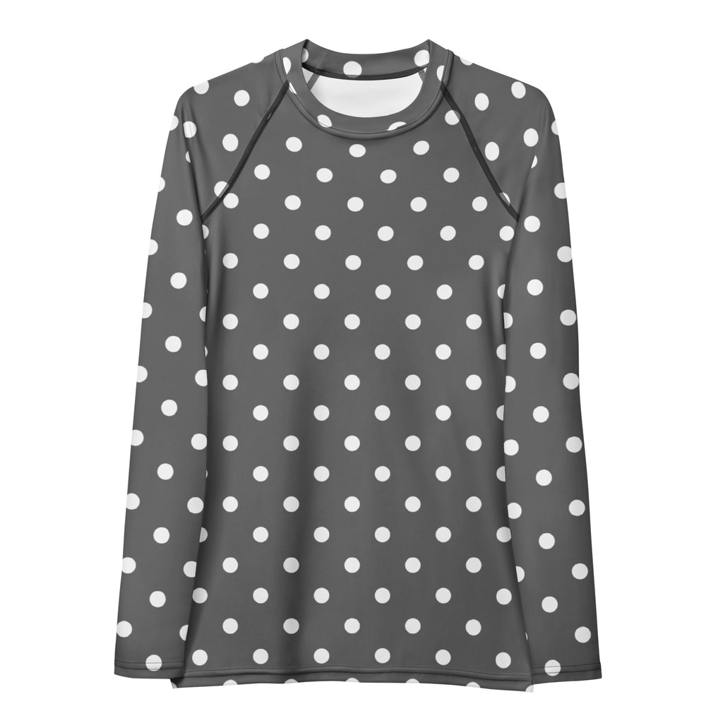 Women's Gray Polka Dot Long Sleeve Rash Guard Swim Shirt – Buttery Soft, Sun Safe UPF 50+ Protection, Quick Dry & 4-Way Stretch Comfort