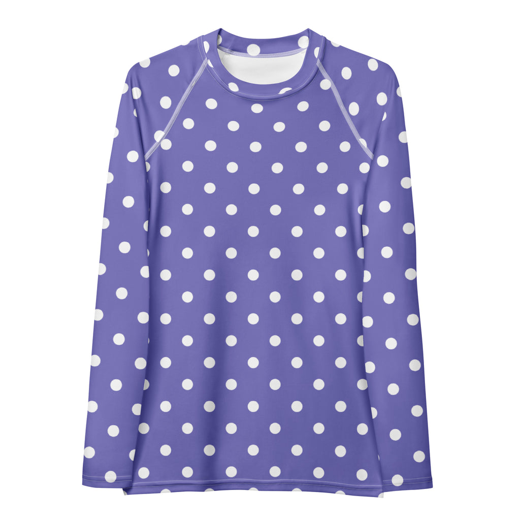 Women's Purple Polka Dot Long Sleeve Rash Guard Swim Shirt – Buttery Soft, Sun Safe UPF 50+ Protection, Quick Dry & 4-Way Stretch Comfort