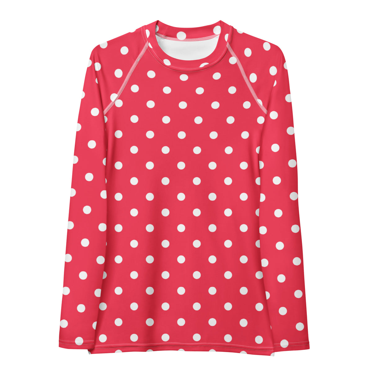 Women's Bright Pink Polka Dot Long Sleeve Rash Guard Swim Shirt – Buttery Soft, Sun Safe UPF 50+ Protection, Quick Dry & 4-Way Stretch Comfort