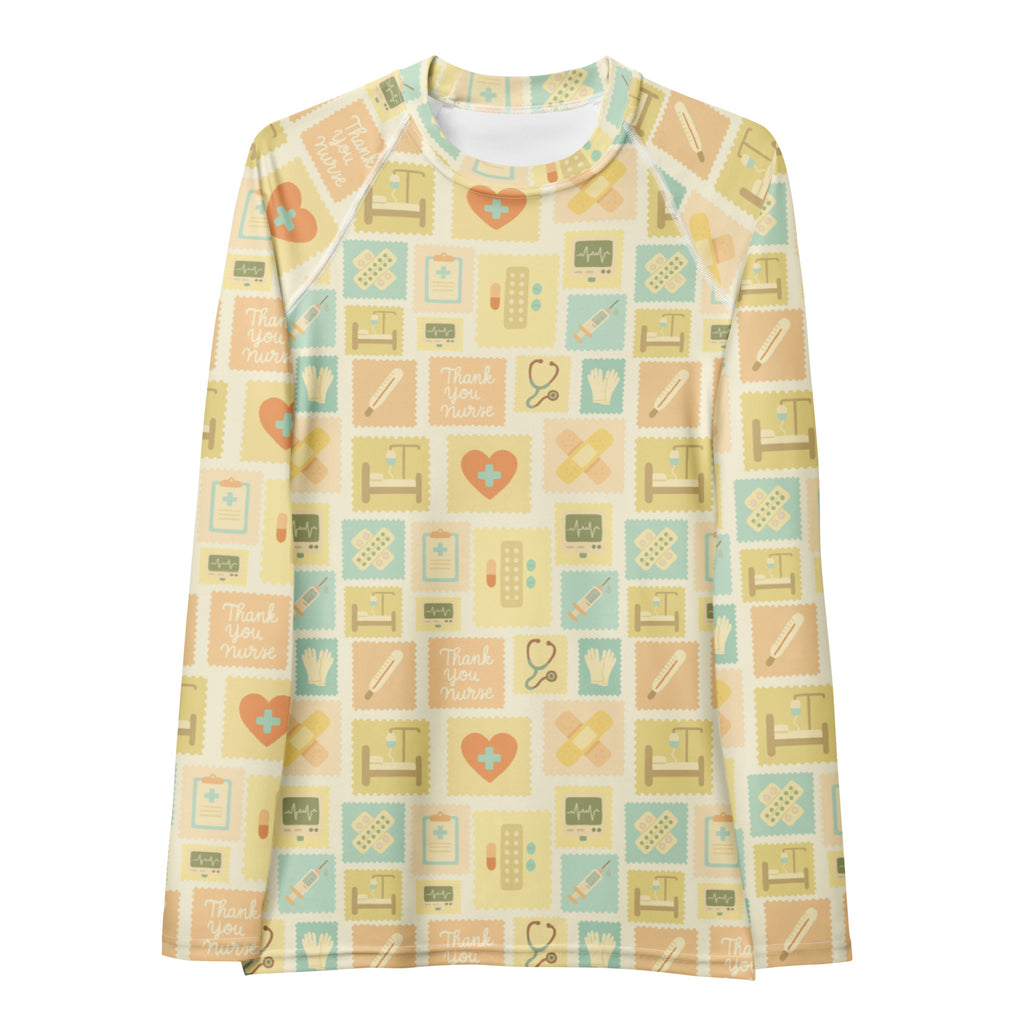 Women's Yellow Nurse Icon Long Sleeve Rash Guard Swim Shirt – Buttery Soft, Sun Safe UPF 50+ Protection, Quick Dry & 4-Way Stretch Comfort
