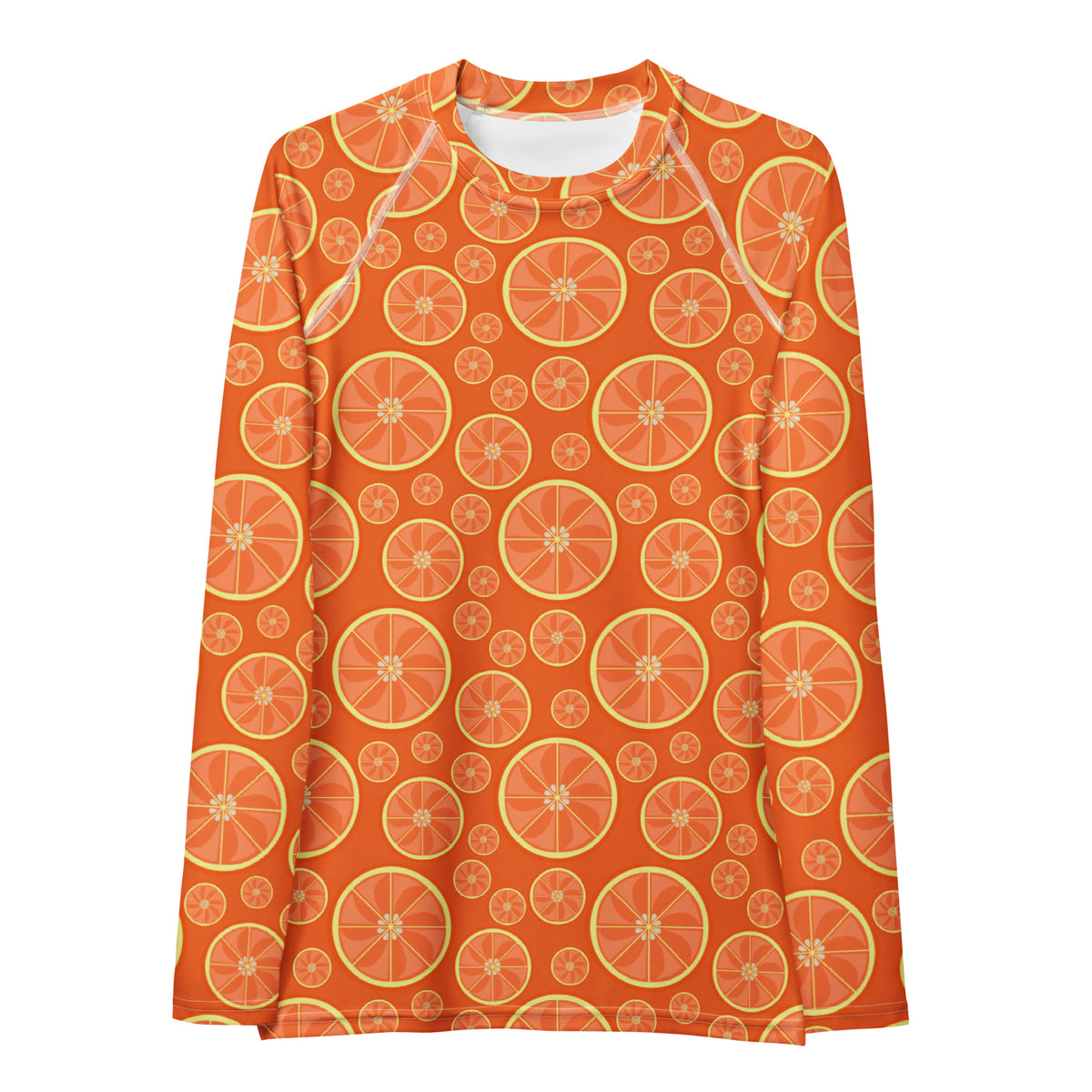 Women's Orange Citrus Long Sleeve Rash Guard Swim Shirt – Buttery Soft, Sun Safe UPF 50+ Protection, Quick Dry & 4-Way Stretch Comfort