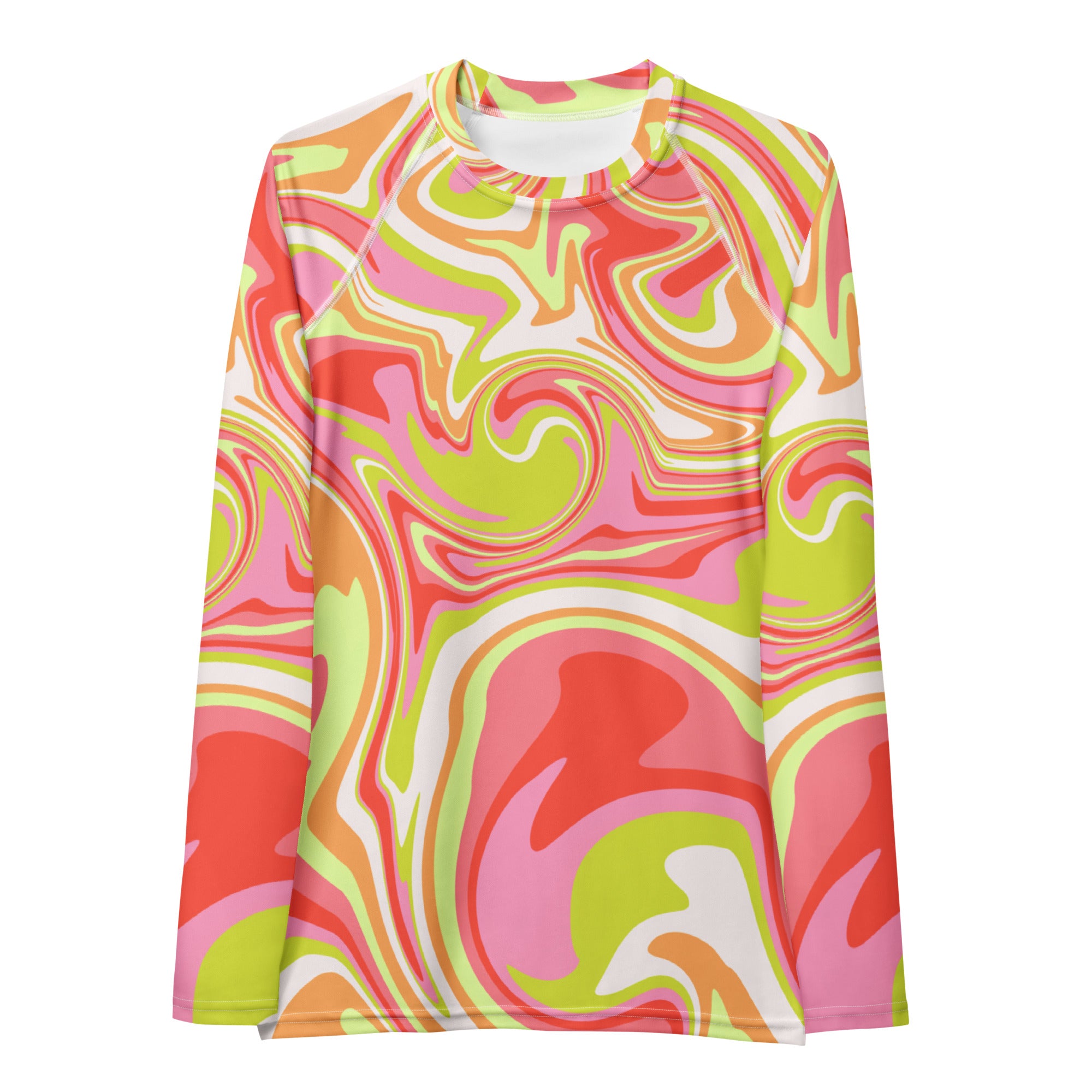 Women's Retro Swirl Long Sleeve Rash Guard Swim Shirt – Buttery Soft, Sun Safe UPF 50+ Protection, Quick Dry & 4-Way Stretch Comfort
